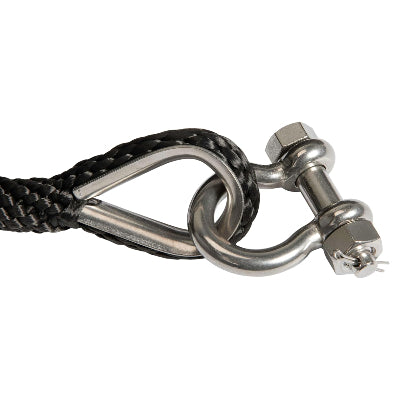 Black - BoatTector Solid Braid MFP 1/2" x 100' Anchor Line with Stainless Steel 3/8" Bolt-Type Anchor Shackle - Black
