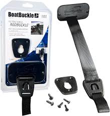 Boat Buckle Retractable Fishing Rod Tie-Down Strap - 2" x 24" - Deck/Gunwale Mount
