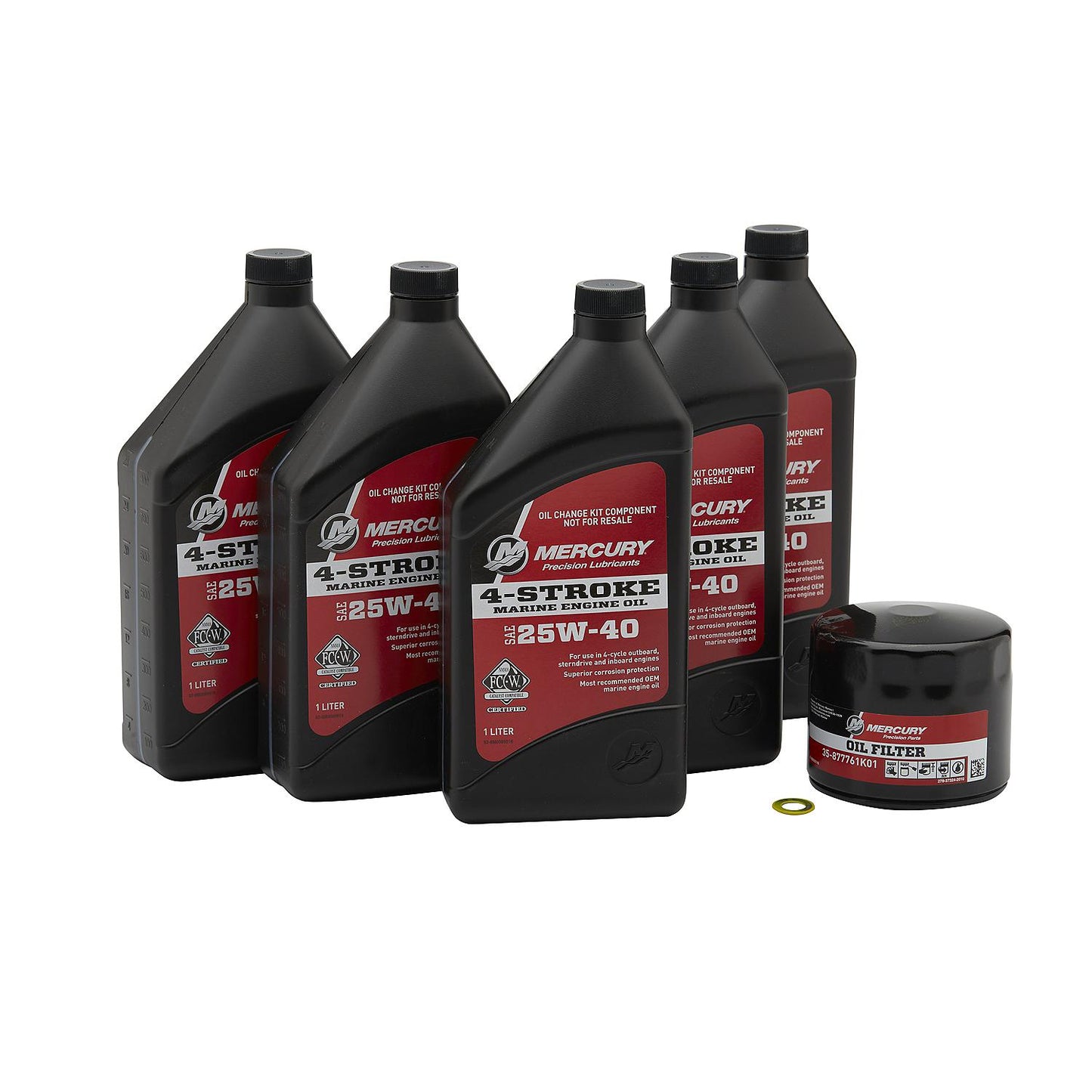 Mercury 8M0081917 25W-40 4-Stroke Outboard Oil Change Kit for Mercury 1.7L 75/90/115hp EFI Outboards